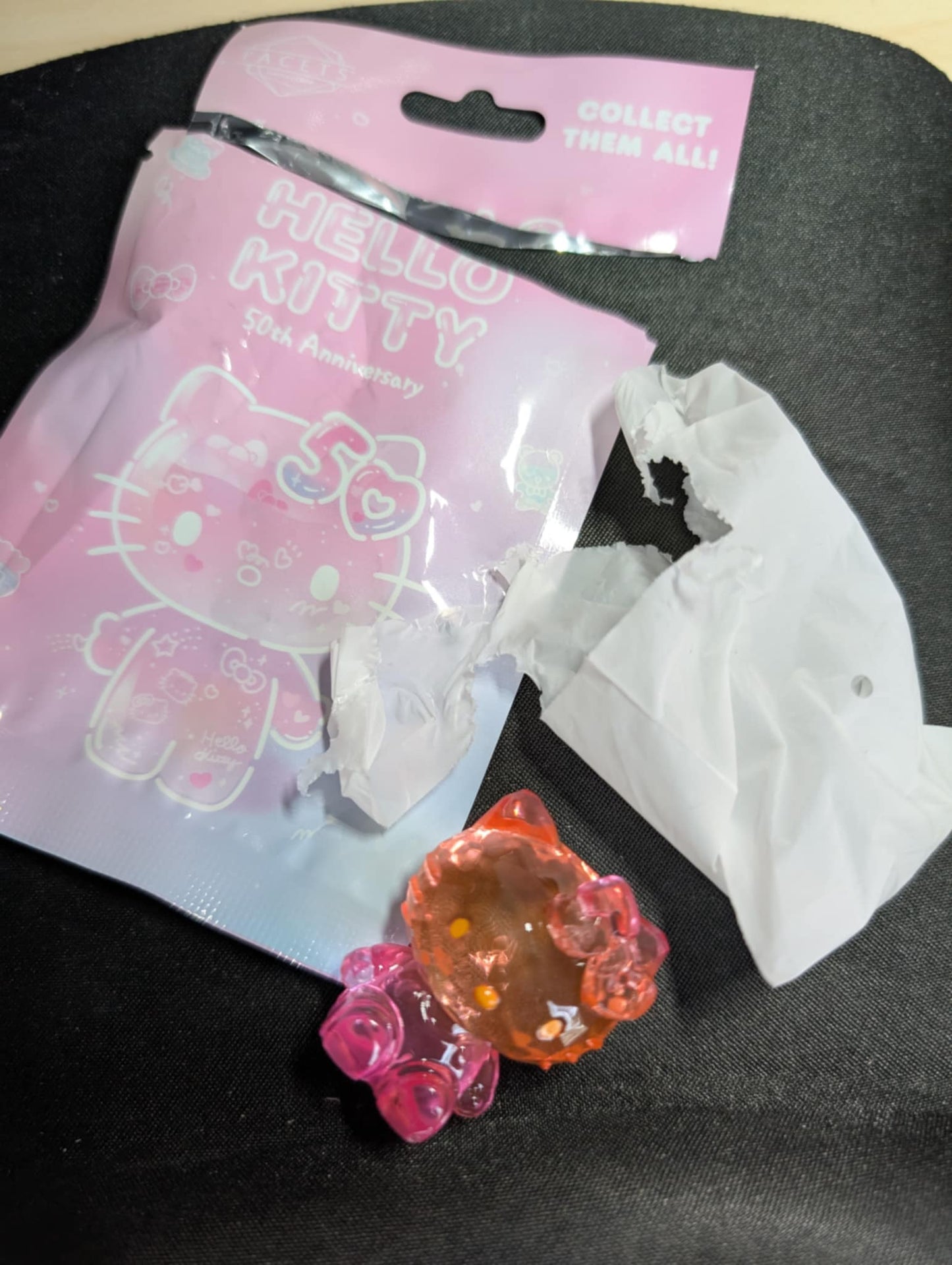 Hello Kitty 50th Anniversary Ombré Figurine ORANGE & PINK CLEAR (Open Package)