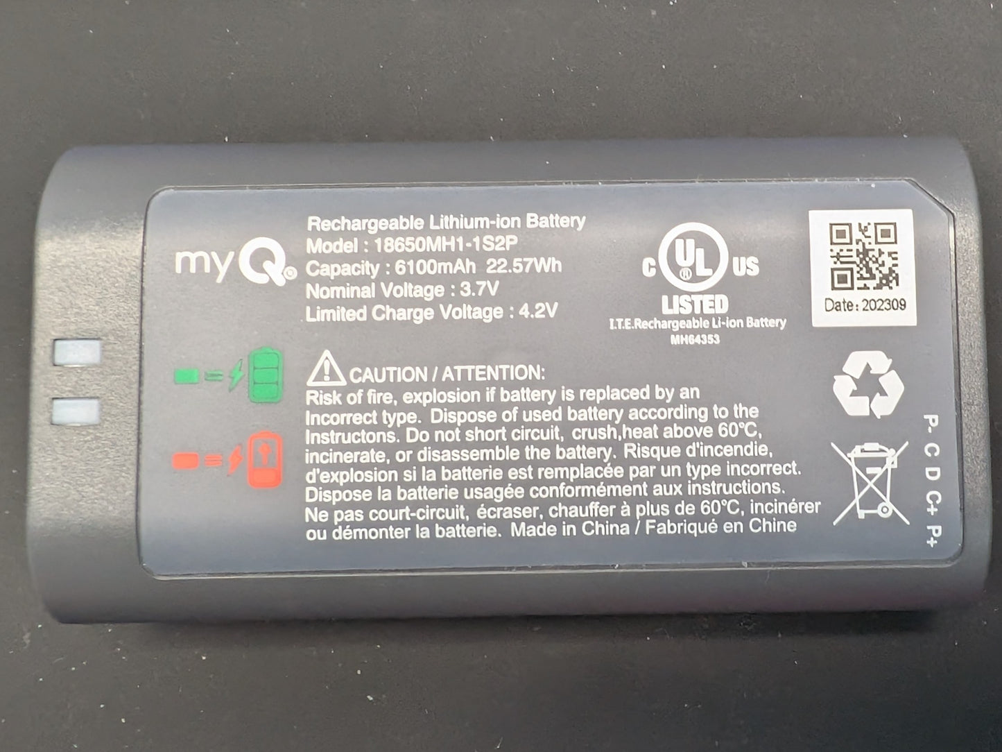 Rechargeable Battery for myQ Smart Garage Video Keypad
