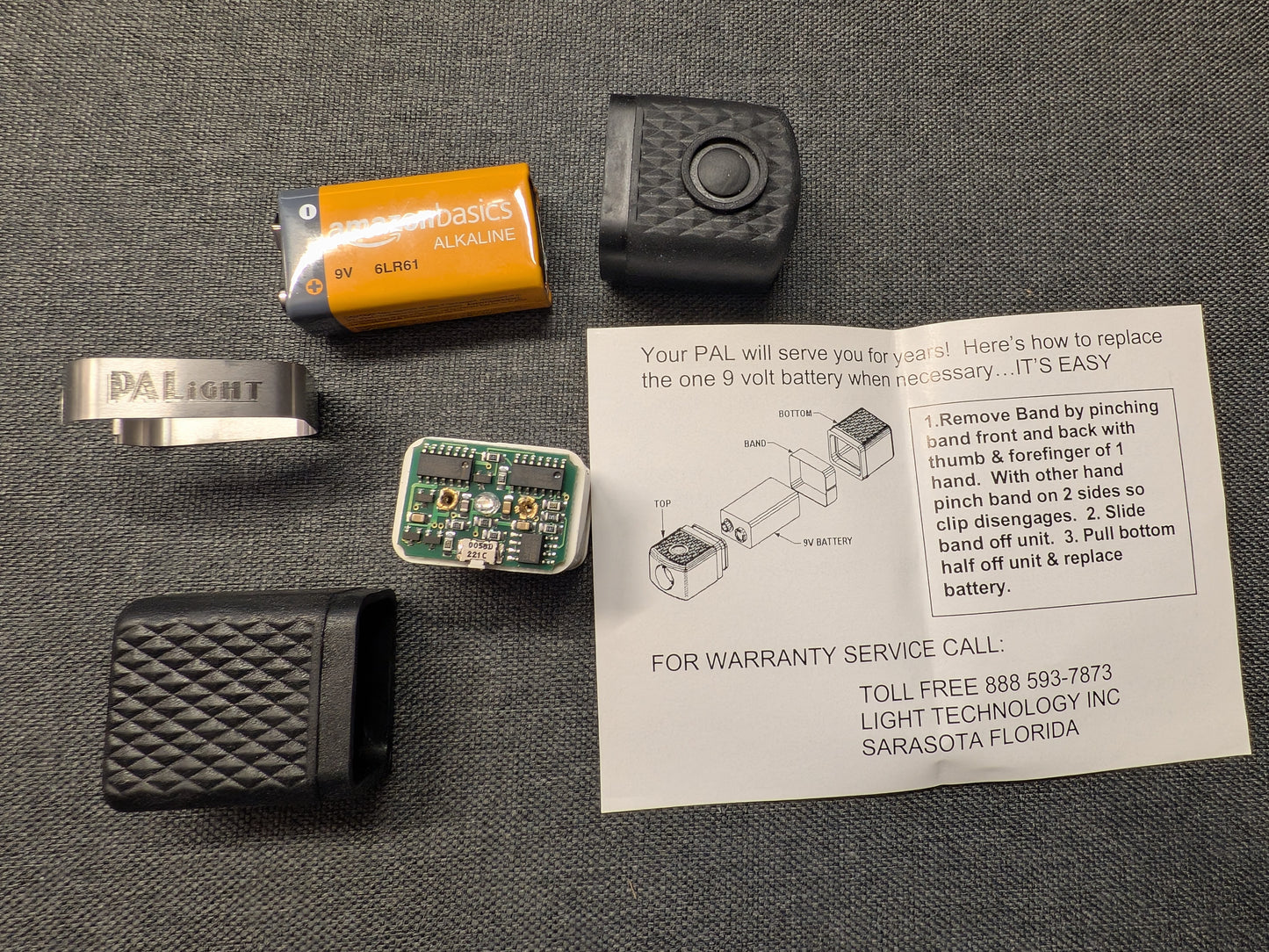 PALight Survival PLUS 9V Battery LED Flashlight - Blue LED - Black Body/Silver Trim - 4 Light Levels