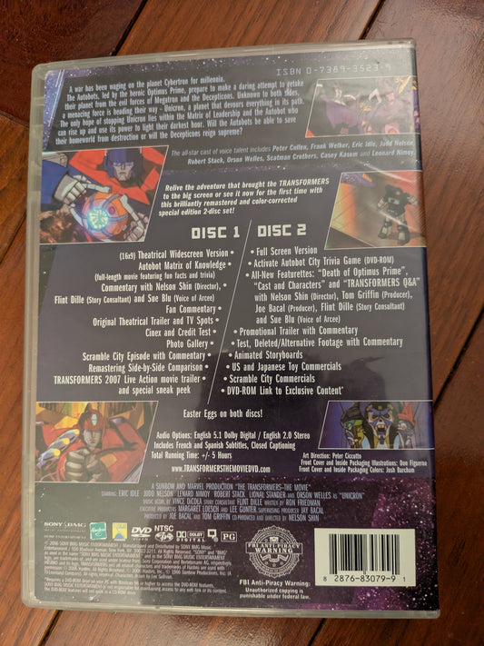 Transformers: The Movie DVD 20th Anniversary Special Edition