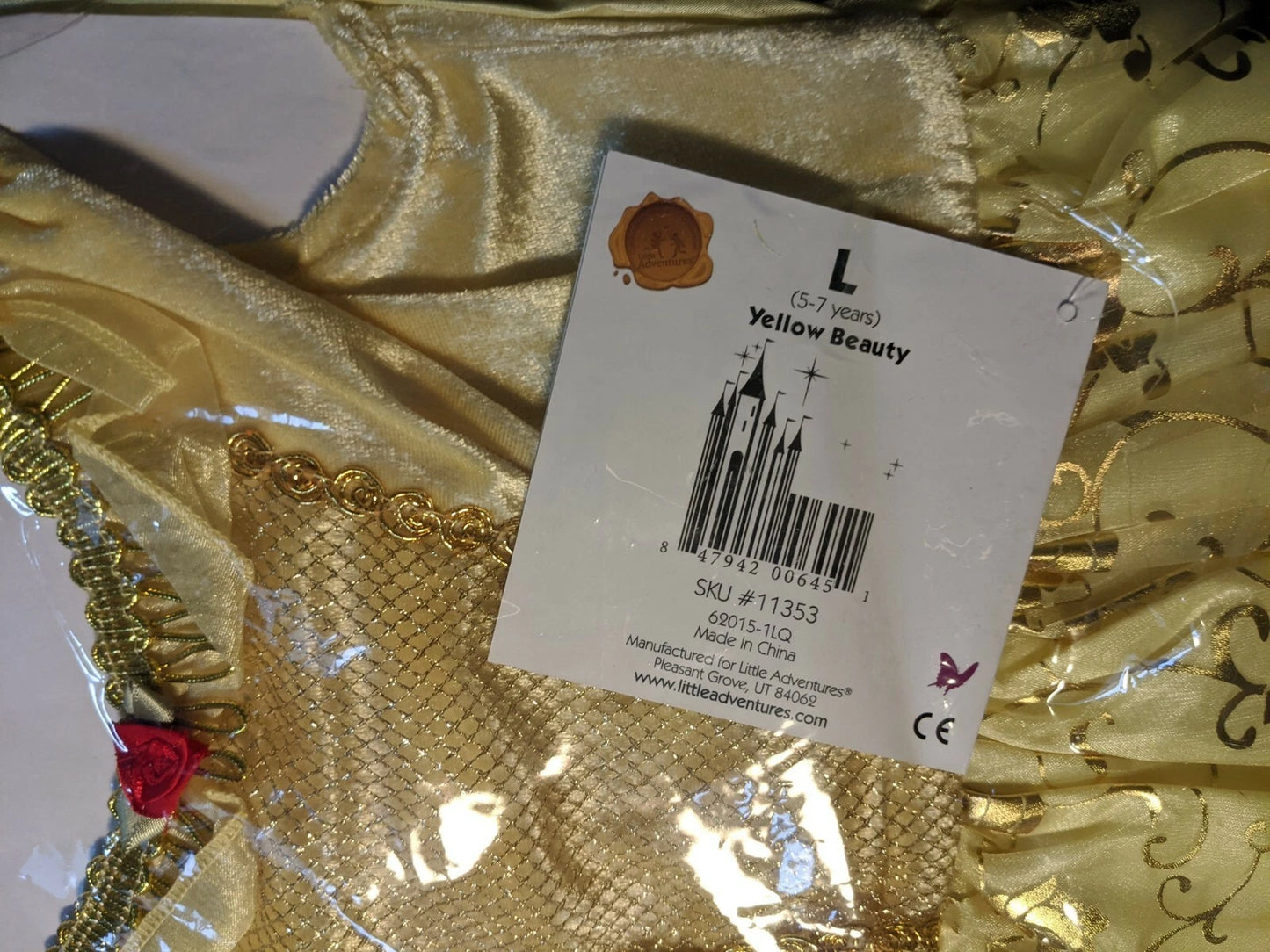 Little Adventures Deluxe Yellow Beauty Princess Dress Up Costume Large 5-7 years