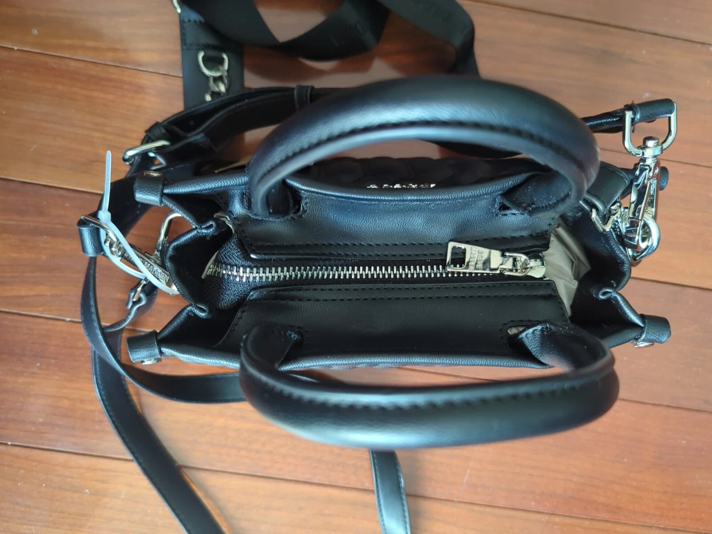 Steve Madden BNIKO Satchel Crossbody Bag with Double Strap in Black